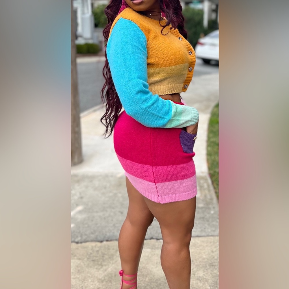 One of a kind color block sweater set,Only worn once!